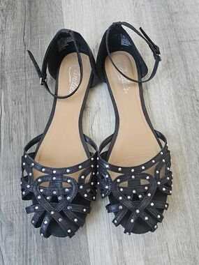 Kohl's Black Studded Strappy Ankle-Wrap Sandals